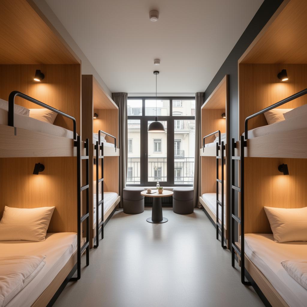 Dhomë moderne me shtretër hosteli premium