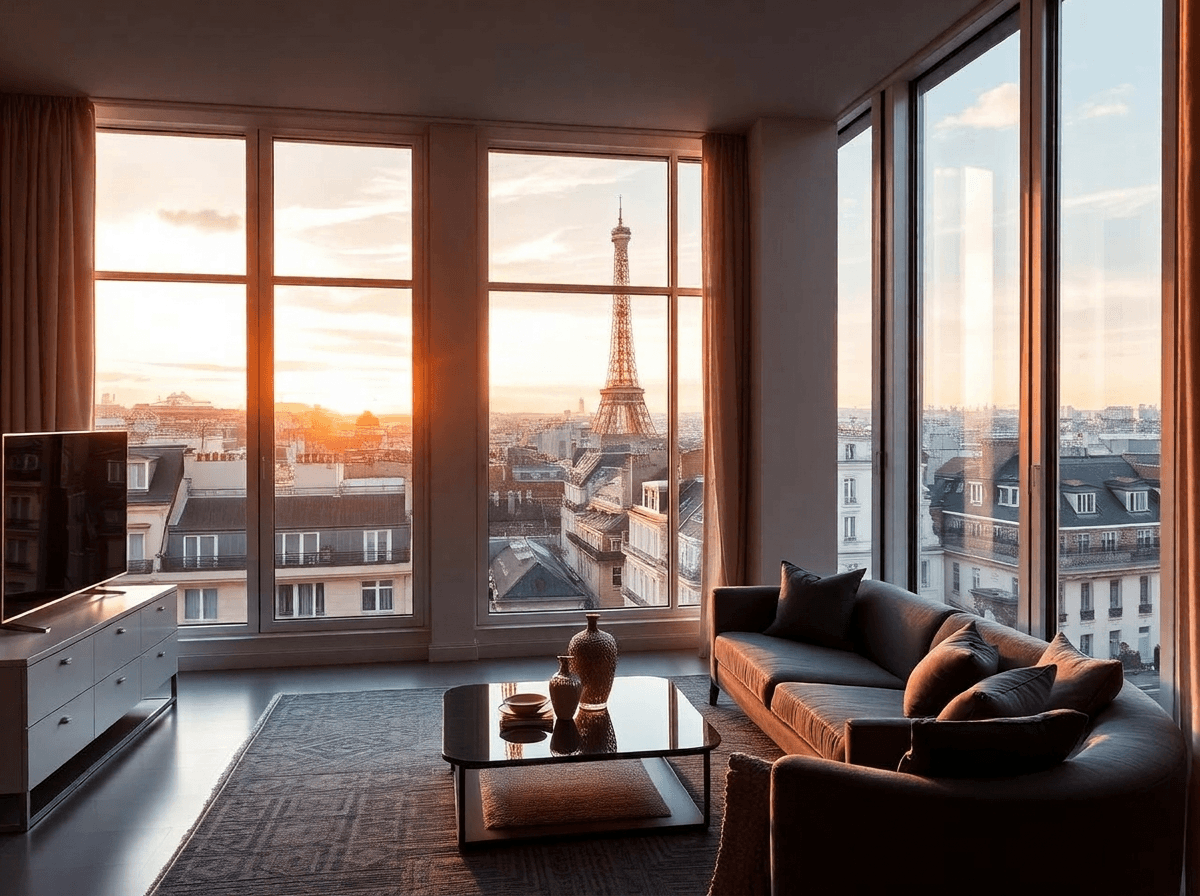 Apartament me qira me pamje nga qyteti i Parisit